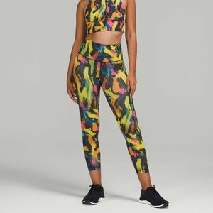 Lululemon Black Colorful Wunder Train High-Rise Tight 25"